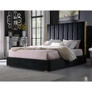 Carys Velvet Upholstered Bed (Black)