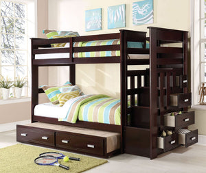 Allentown Twin Bunk Bed & Trundle (Espresso)