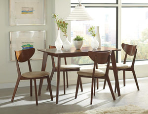 Kersey 5-piece Rectangular Dining Set (Chestnut and Tan)