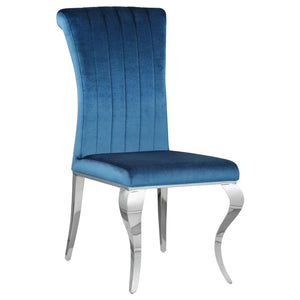 Betty Upholstered Side Chairs (Set of 4) (Teal and Chrome)