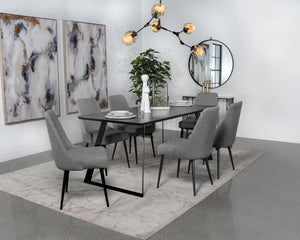 Smith Rectangle Ceramic Top Dining Set (Black)