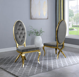 Madelyn Dining Chairs in Grey with Gold Legs