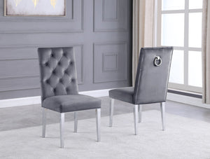 Maverick Dining Chairs in Grey with Chrome Legs