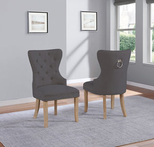 Cora Dining Chair in Grey with Wooden Legs