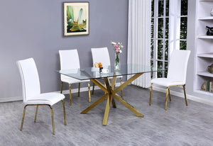 Ace Glass Dining Set (Gold/White)