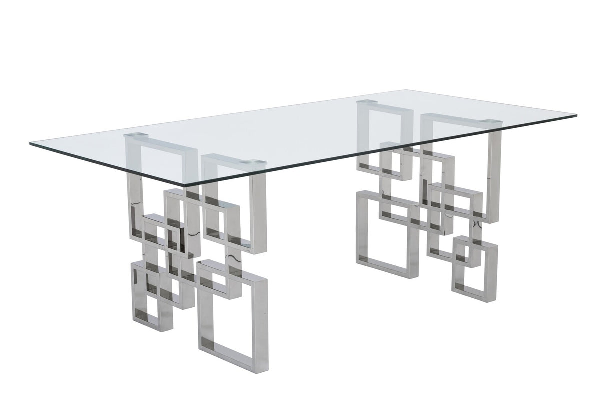 Ss glass dining discount table