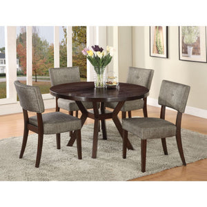 Drake 5-PCS Round Dining Set (Grey/Espresso)