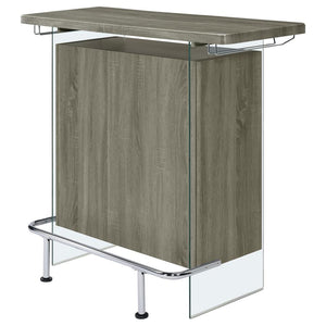 Acosta Rectangular Bar Unit with Footrest and Glass Side Panels (Grey)