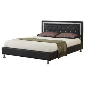 Vee Faux Leather Upholstered Bed (Black)