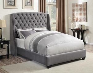 Pissarro Tufted Upholstered Bed (Grey)