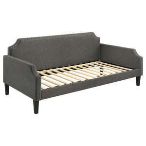 Olivia Upholstered Twin Daybed with Nailhead Trim (Grey)
