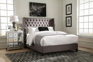 Bancroft Demi-wing Upholstered Bed (Grey)