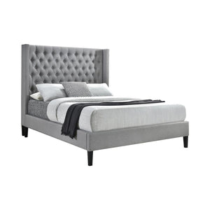 Summerset Button Tufted Upholstered Bed (Light Grey)