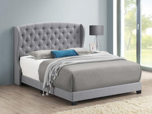 Krome Upholstered Bed with Demi-wing Headboard (Smoke)