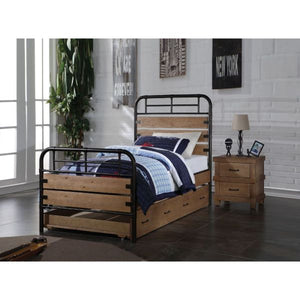Adams Twin Bed (Antique Oak/Gunmetal)