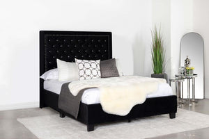Hailey Upholstered Tufted Platform Bed (Black)