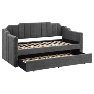 Kingston Upholstered Twin Daybed with Trundle (Charcoal)