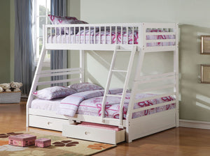 Jason Twin/Full Bunk Bed wtih Drawers (White)