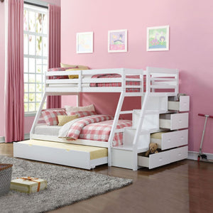 Jason Twin/Full Bunk Bed with Trundle (White)