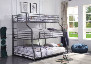 Caius II Triple Twin/Full/Queen Bunk Bed (Gunmetal)