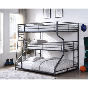 Caius II Triple Full/Twin/Queen Bunk Bed (Gunmetal)