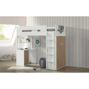Nerice Twin Loft Bed (White & Oak)