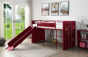 Cargo Twin Loft Bed with Slide (Red)