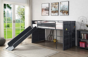 Cargo Twin Loft Bed with Slide (Gunmetal)