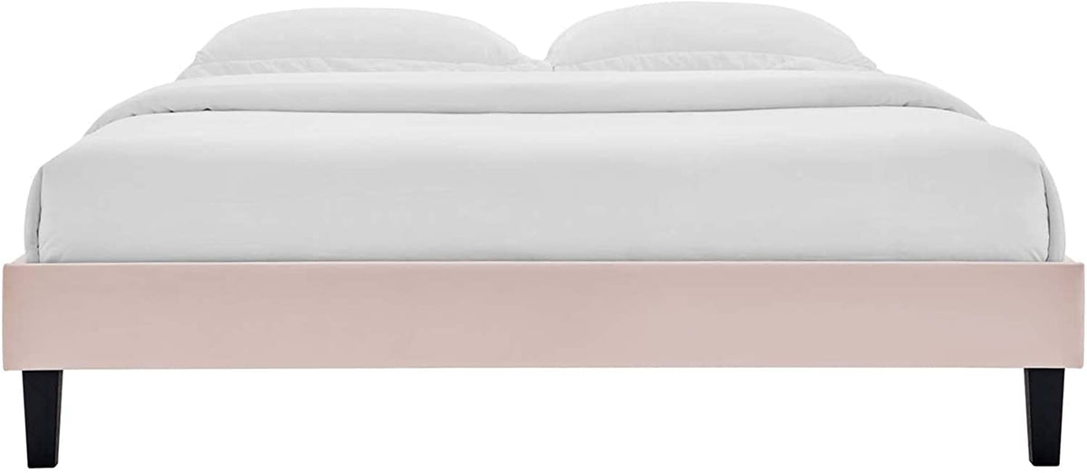 Baby Pink Velvet Bed Frame Fully Furnished