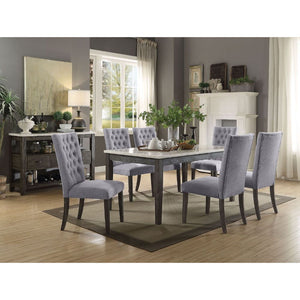 Merel 7-PCS Dining Set (White Marble/Grey Oak)