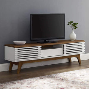 Raymond 59” TV Stand in Walnut & White