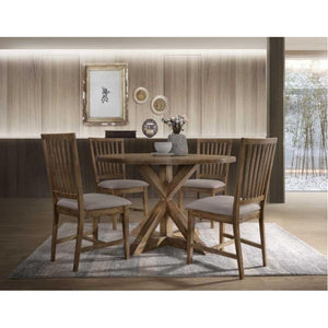 Wallace II 5-PCS Round Dining Set (Weathered Oak)