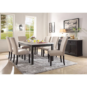 Nolan 7-PCS Rectangular Dining Set (White Marble/Dark Oak)