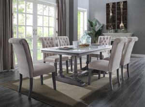 Yabeina Dining Set (Marble Top/Grey Oak)