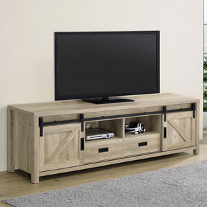 Rory Rectangular TV Console with 2 Sliding Doors (Antique Pine)