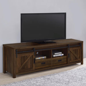 Rory Rectangular TV Console with 2 Sliding Doors (Dark Pine)