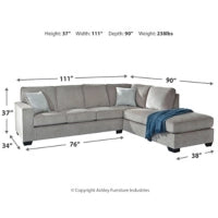 Altari 2-Piece Sleeper Sectional with Right Chaise (Alloy)