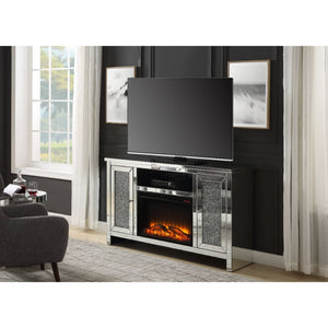 Samantha Electric Fireplace TV Stand (Silver/Mirror)