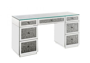 Noralie Office Desk (Glass/Silver)