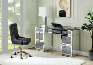 Noralie Office Desk (Glass/Silver)
