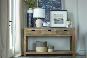 Persia 3-drawer Storage Console Table (Natural Sheesham)