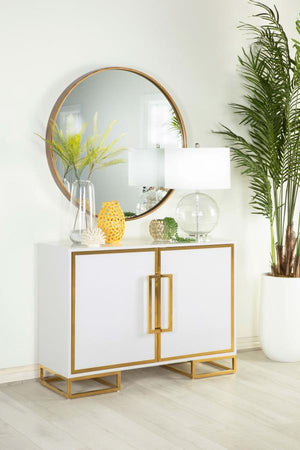 Elsa 2-door Accent Cabinet with Adjustable Shelves (White and Gold)
