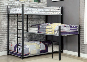 Aubrey Triple Twin Industrial Bunk Bed (Black)