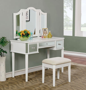 Clarisse Vanity With Stool (White)