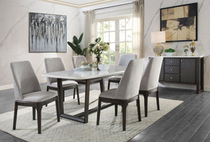 Madan 7-PCS Dining Set (Marble/Grey)