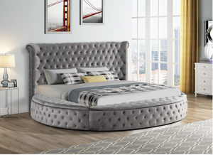 Isabella Round Platform Storage Bed (Grey)
