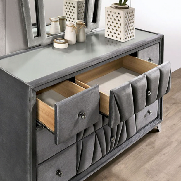 Carissa Transitional Dresser Grey – Fully Furnished
