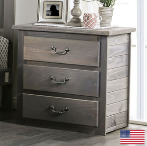 Rockwall Rustic Nightstand (Weathered Grey)