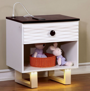 Meredith Contemporary Nightstand (Walnut, White)