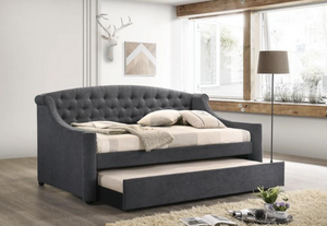 Jamie Grey Upholstered Daybed and Trundle